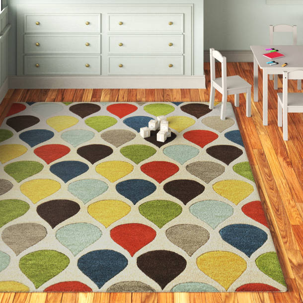 Andover Mills™ Baby & Kids Eli Handmade Tufted Wool Blue/Green/Yellow